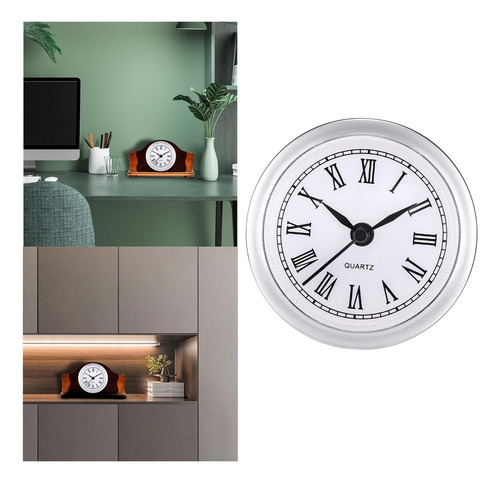 L Round Quartz Clock Insert, Argent Argent