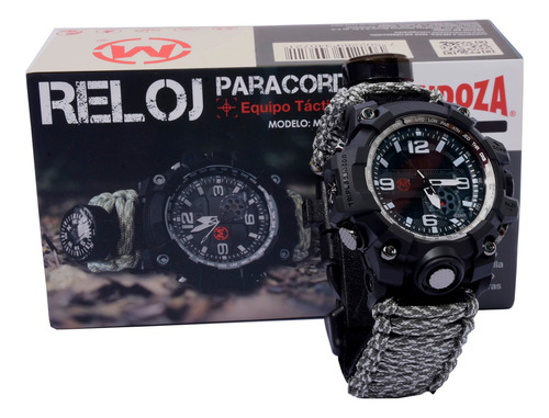 Imagen 6 de 6 de Reloj Paracord Negro Rojo Lcd 12 Dígitos Mc-010 Mendoza