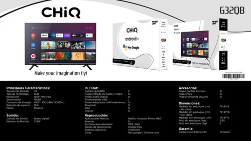 Imagen 8 de 9 de Televisor Led Smart 32 Pulgadas Android Certified Chiq 720p