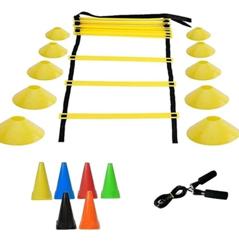 Kit Funcional Escalera  , 10lentejas, 5conos 30cm, Cuerda