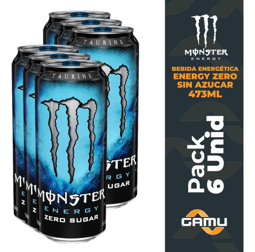 Monster Energy - 473ml - Zero Sin Azucar - Pack 6 Unid