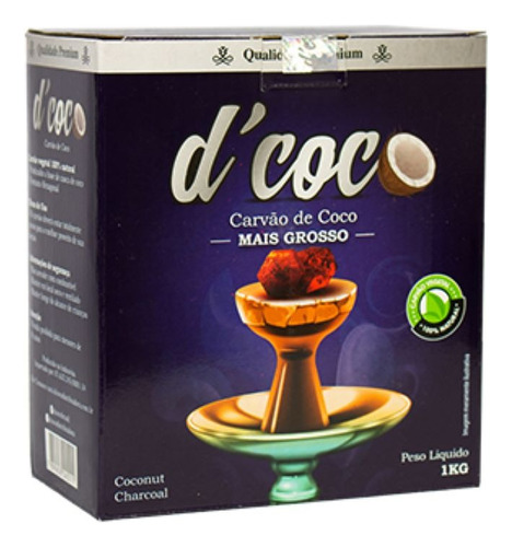 Carvão Para Narguile Dcoco Hexagonal 1kg