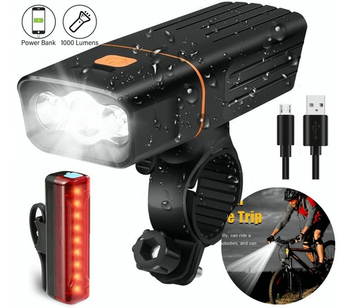 Kit De Luces De Bicicleta,recargable Por Usb,1000 Lm 5200mah