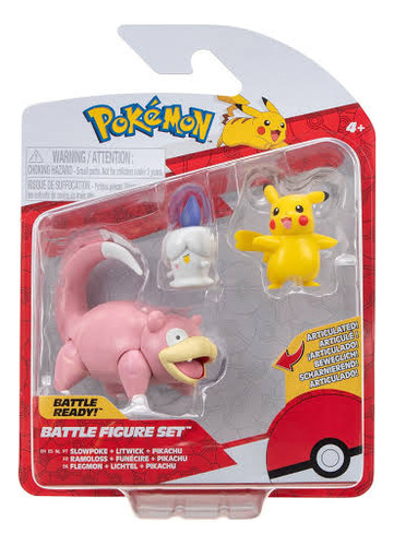 Pokemon Slowpoke Pikachu Litwick Set De Figuras De Batalla