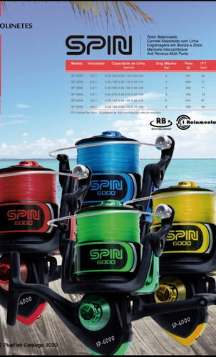 Molinete Pesca Plusfish Spin 6000 Drag 6kg Top -