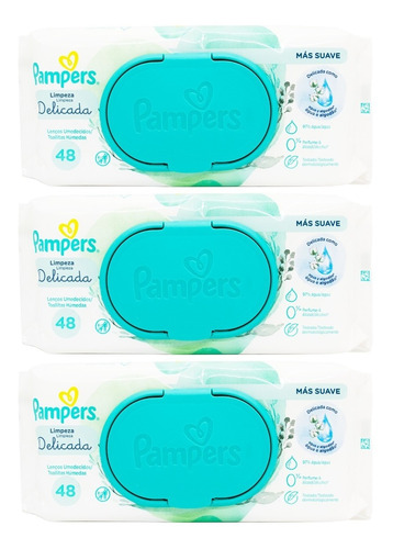 Pampers Kit X3 Toallitas Húmedas Limpieza Delicada Bebés 