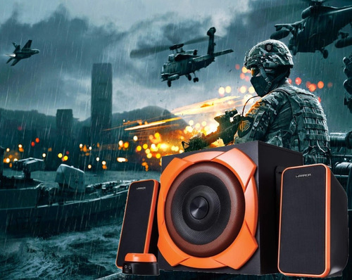 Imagem 3 de 7 de Caixa De Som Gamer Pc Notebook 50w Rms 2.1 Super Bass P2 Aux