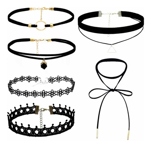 8 Shokers Collares Gargantillas De Mujer Tendencia Negro