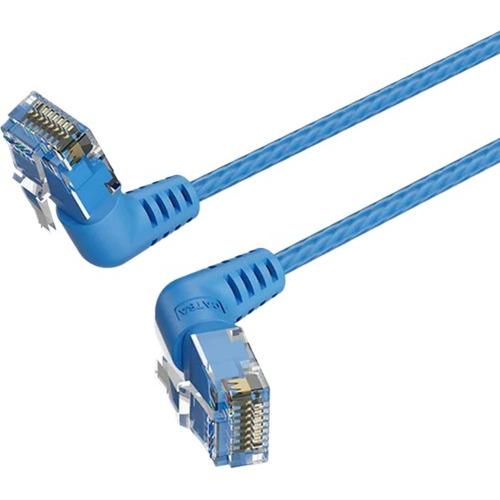 Cable de red 360° Vention - Cat6a Certificado - 3 metros Azul - Angulo 90° Conector con rotacion 360° - Premium UTP Patch Cord 10gbps - 500 Mhz - Rj45 - internet / modem router / servidor - IBOLI