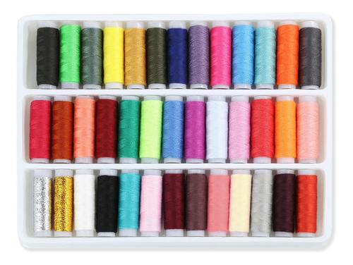 Imagen 1 de 10 de Set Hilos De Coser 39 Colores Caja Hilos Costura.