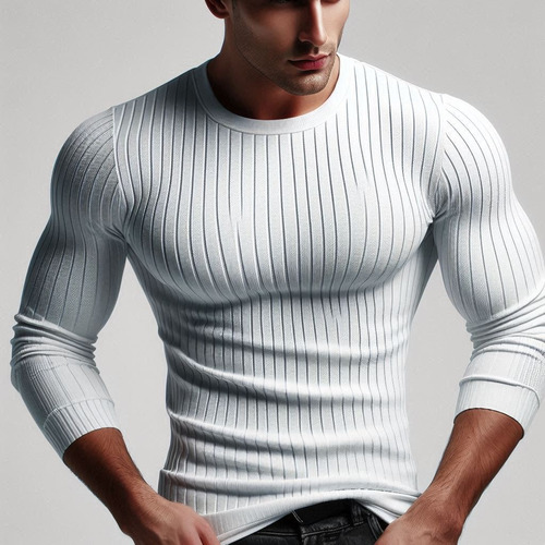 Playera Hombre Manga Larga Ribb Slim Fit