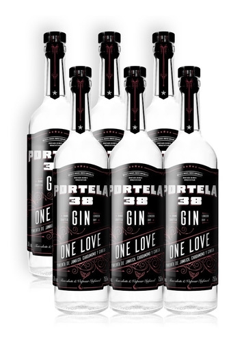 Portela 38 One Love Gin Artesanal London Dry Caja X6u 750ml