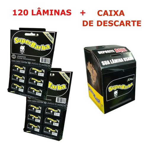 2 Lâminas De Barbear Super Barba + Depósito Descarte Lâminas