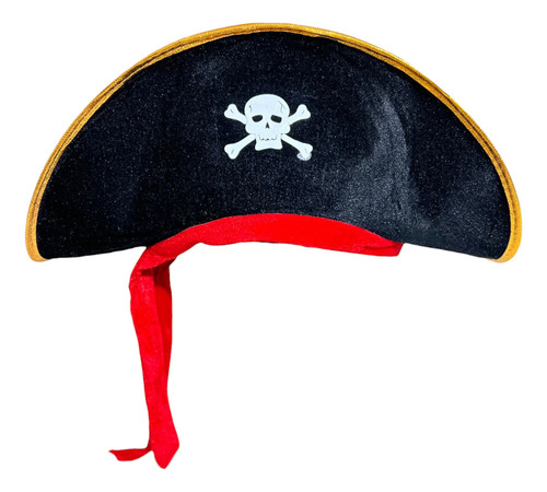 12 Gorro Pirata Tela Disfraz Halloween Sombrero Fiesta Color Negro