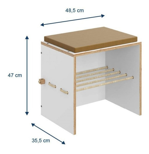 Puff Com Futon E Prateleira Cordel Be Mobiliário Bg