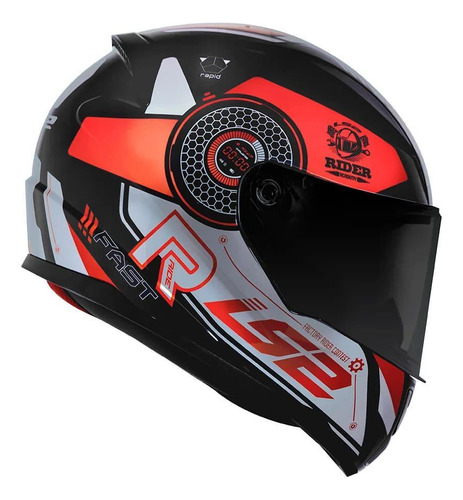 Capacete Ls2 Ff353 Rapid Stratus Preto/vermelho/prata 60 (g)