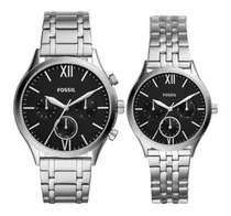 Comprar Reloj Fossil Fenmore Bq2469set Hombre Y Mujer Original Caja Color de la correa Plateado Color del bisel Plateado Color del fondo Negro