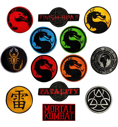 Parche Mortal Kombat Logos Scorpion Subzero Raiden X Unidad