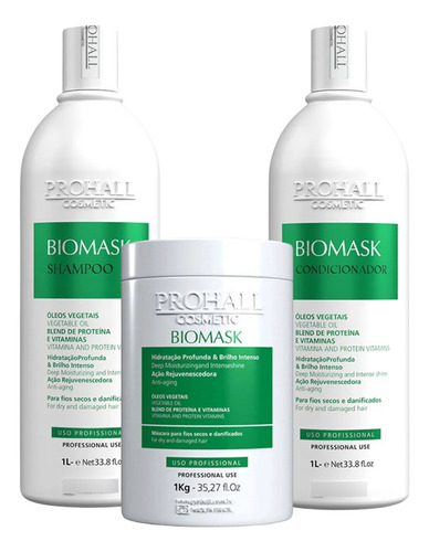 Kit Profissional Ultra Hidratante Biomask Máscara 1kg
