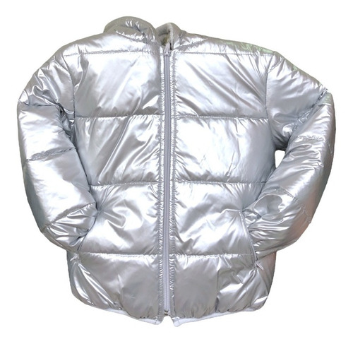 Campera Puffer Unisex Bukito Impermeable Metalizada Capucha