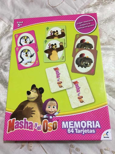 Masha Y El Oso Juego De Mesa Memoria 64 Tarjetas