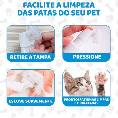 2 Limpa Patas Cães E Gatos Com Escova Hidratante Patinhas Pe