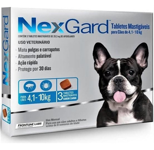 Antipulgas Antigarrapatas Nexgard De 4 - 10 Kg X 3 Comp