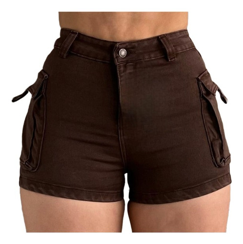 Shorts Cargo Dama Levanta Cola Tiro Alto 