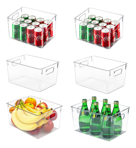 6 Organizador Refrigerador Asa Cocina Plastico Despensa Caja