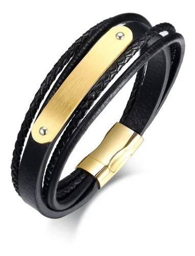 Pulsera De Cuero Iman Gold Space Hombre Moda Masculina 2021