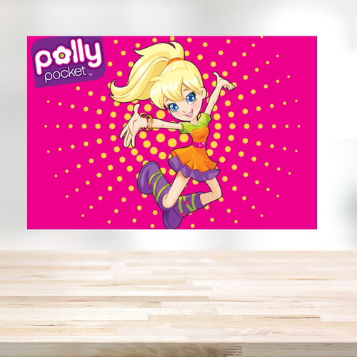 Painel Festa Infantil Grande Polly Pocket Lona 2,0 X 1,5 M