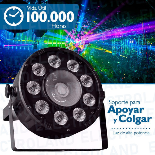 Imagen 6 de 10 de Par Led Negro Proton Rgbw Profesional 9 X 10w + 1 X 30w 120w