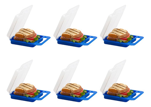 Porta Sandwich Sandwichera Individual Plastico Portatil 6pzs
