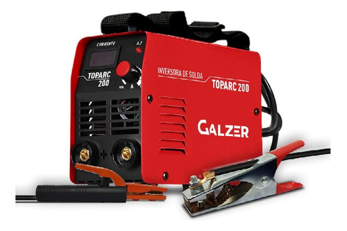 Máquina Inversora Solda Top Arc 200a 220v Galzer Cor Vermelho Frequência 50/60