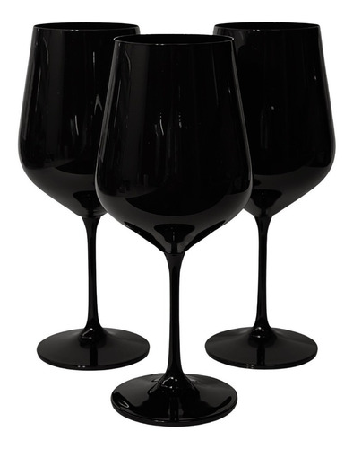 Imagen 6 de 8 de Copón Copa Vino Cristal Negra Bohemia Strix 580ml Set X 2
