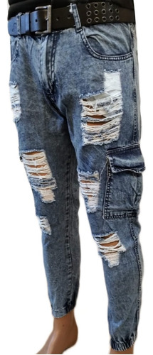 Jean Jogger Mom Cargo Con Roturas