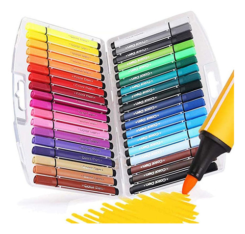 Sayeec Juego Rotuladores Acuarela Pintar, 36 Colores, Punta