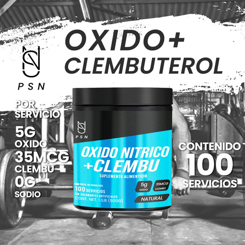 Oxido Nítrico + Clembu Polvo Pre Entreno Psn 500g 100 Servs Natural