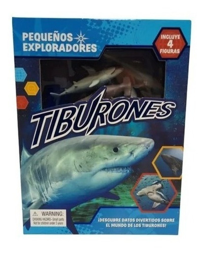 Tiburones - Pequeños Exploradores Libro Infantil + 4 Figuras
