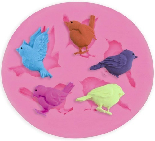 Molde Silicona 5 Mini Figuras Ave Pajaro Fondant Porcelana 