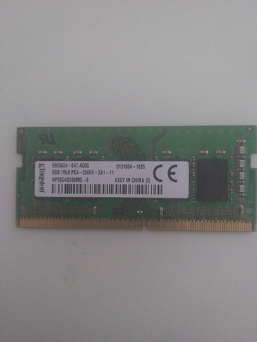 Kingston 8gb 1rx8 Pc4-2666v-sa1-11 Ddr4 So-dimm Memory (Usado)