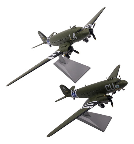 Avión De Transporte C47 De 2 Piezas 1/100. Uu. Con Soporte