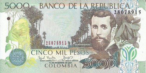 Colombia 5000 Pesos 17 Diciembre 2001