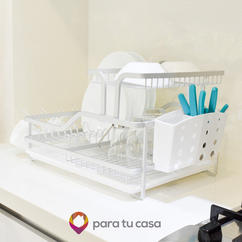 Imagen 6 de 10 de Secaplatos Escurridor Platos Y Cubiertos Aluminio Classic