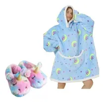 Comprar Bata Con Capucha Salida De Baño Para Mujer Poleron De Polar Sherpa Y Suave Pantuflas De Unicornio Calienta Pies Rapido Regalo Mama Dia De Las Madres O