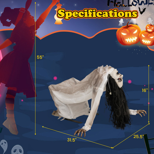 Decoración De Halloween De Mujer Rastrera Ojos Led Y Sonido