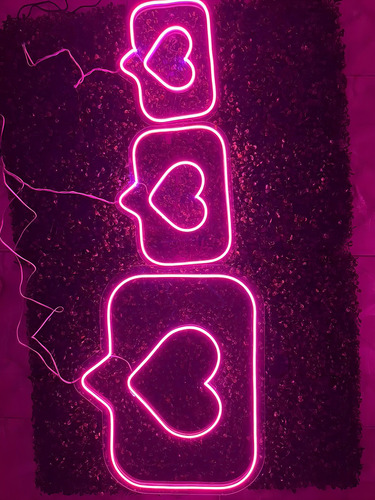 Coração Led Neon Rosa 25x20cm - Acrílico -
