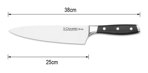 Cuchillo 3 Claveles Toledo Chef Hoja 25cm 10'' Inox. 1534