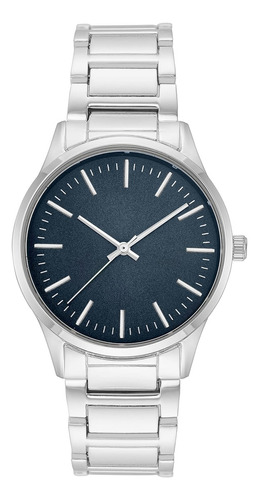 Reloj Amazon Essentials Ae/1006nvsv Unisex Bracelet Color de la correa Plateado Color del bisel Plateado Color del fondo Azul