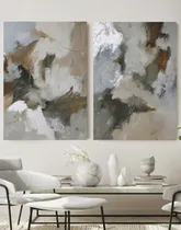 Comprar Cuadro Moderno Abstracto Diptico Pintado A Mano Texturado 